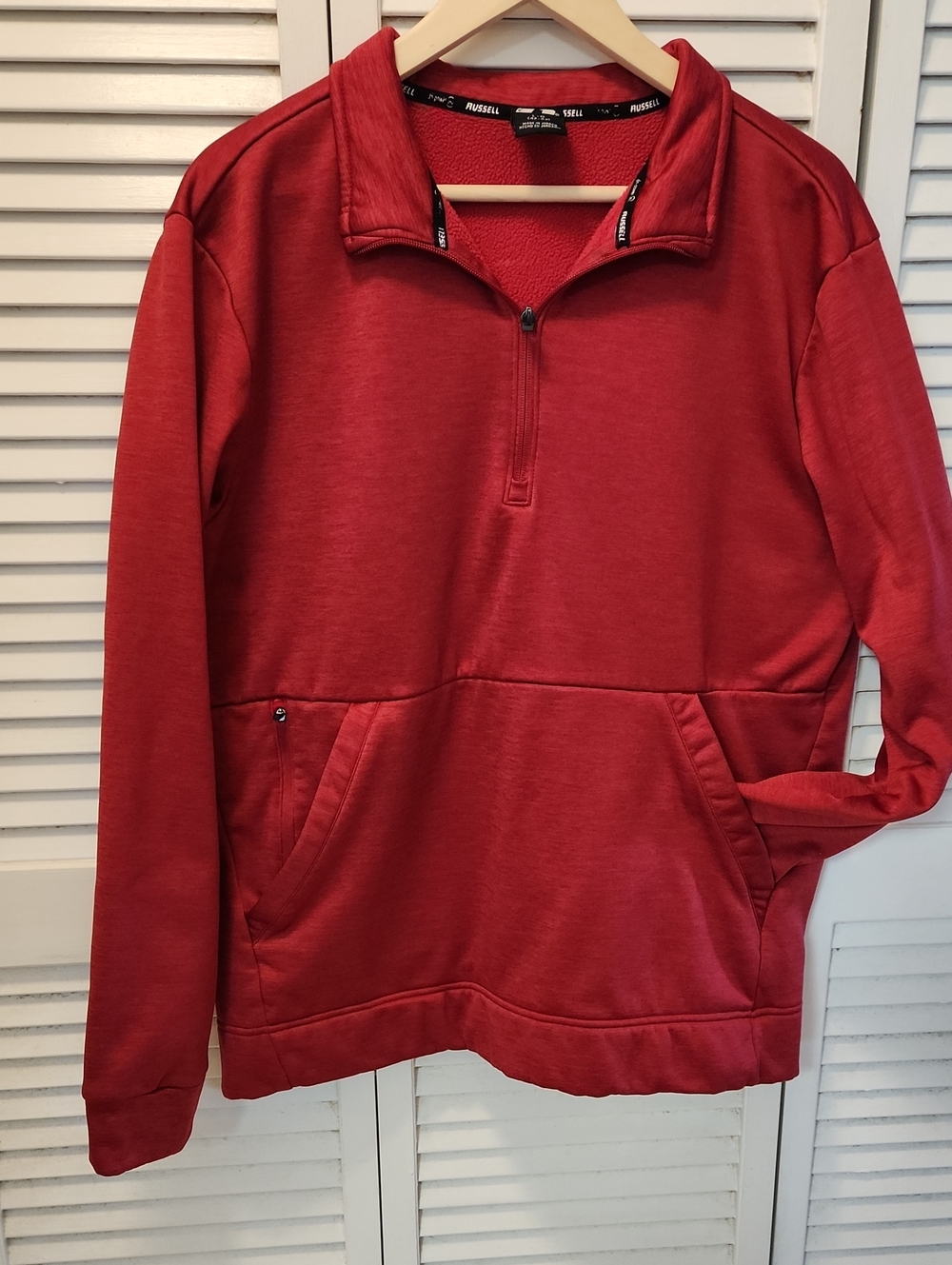 Russell Athletic Men's Red Half-Zip Fleece Pullover Dri-power 360